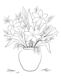 Flower Vase Of Flowers Kids Coloring Pages Pdf, Free Vectors File